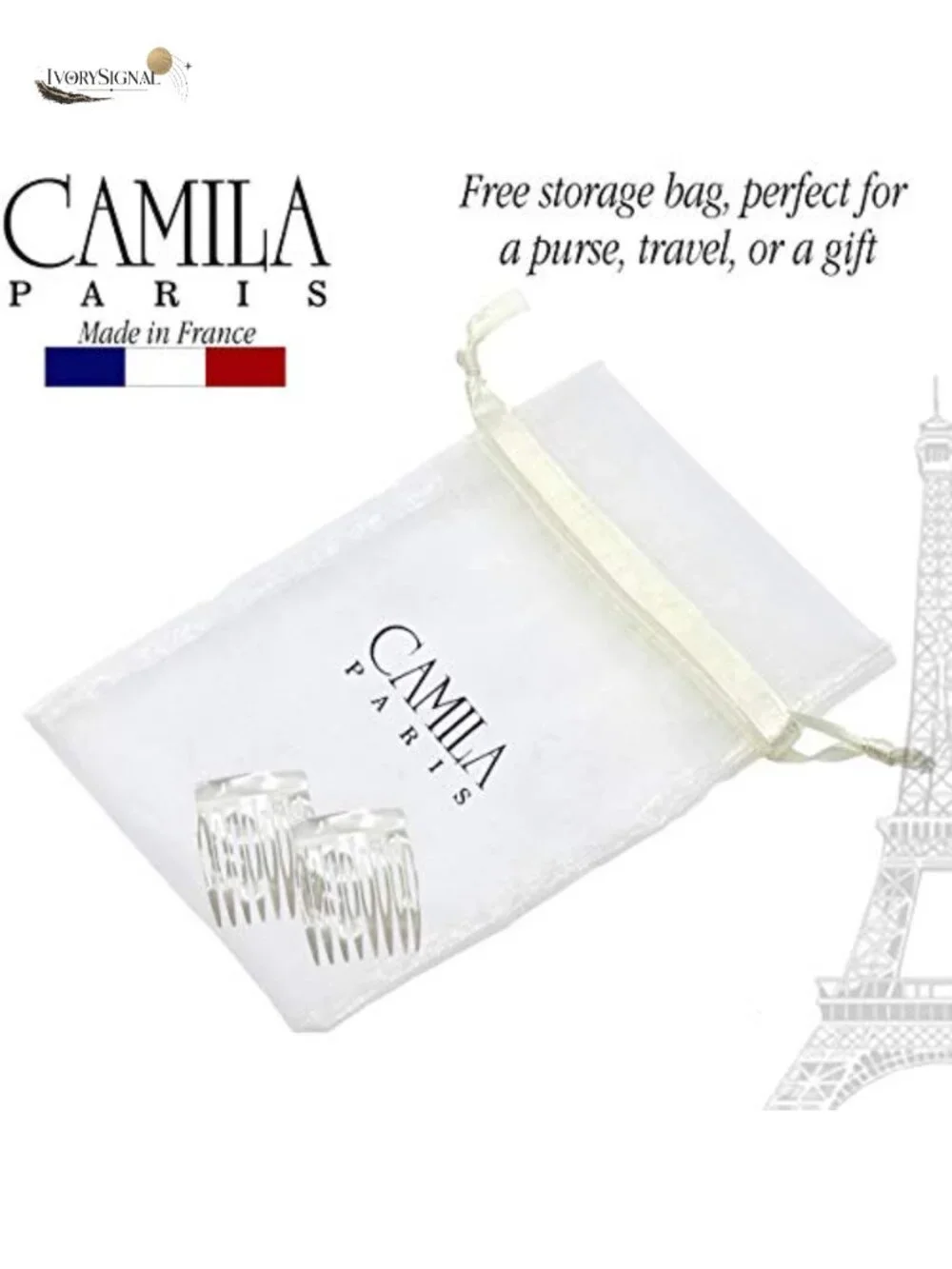 French Hair Side Comb Set Handmade Pearl Finish Strong Hold Hair Clips for